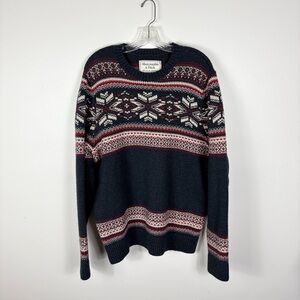 Abercrombie & Fitch Dark Blue Fair Isle Crewneck Sweater